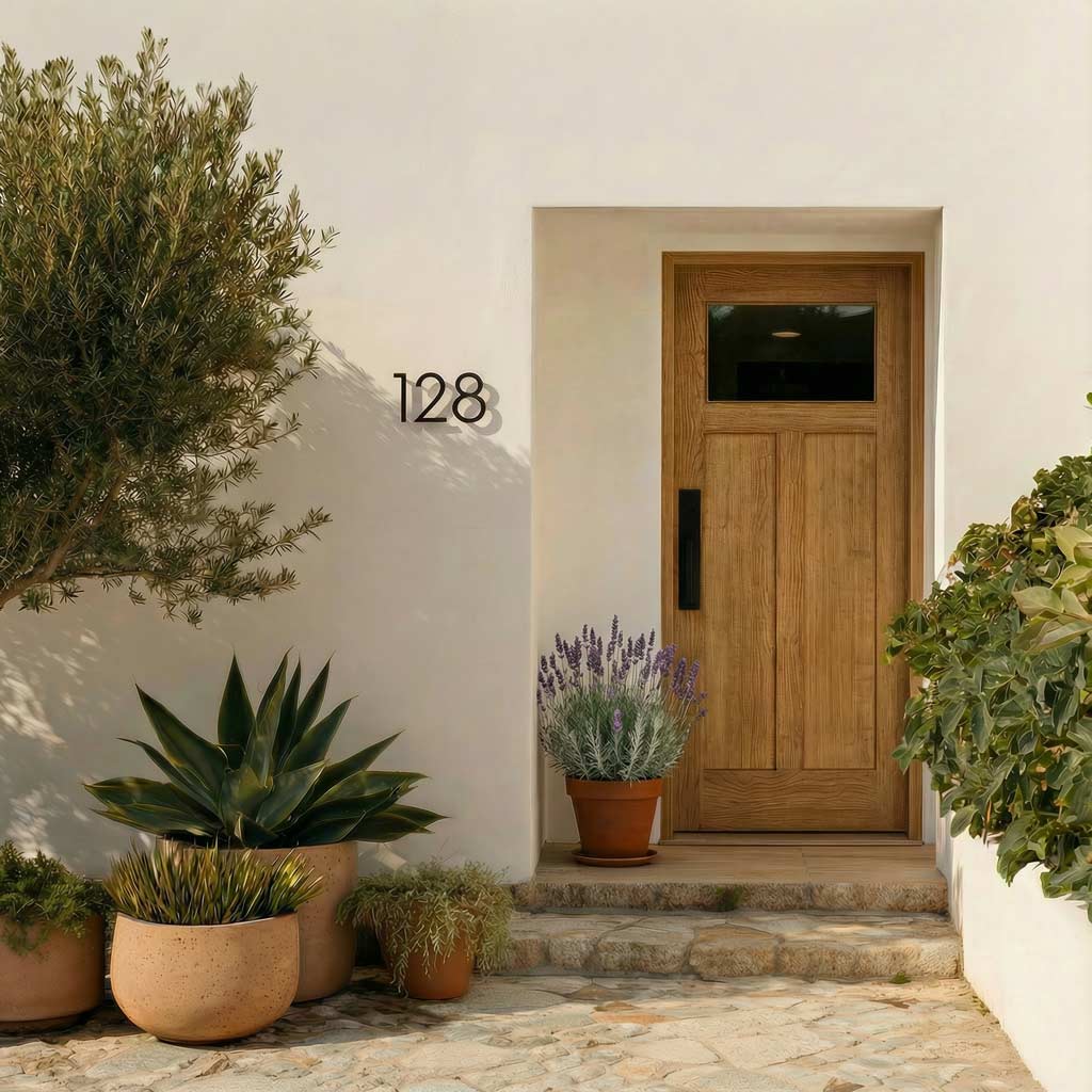 Mariposa Craftsman T Window Exterior Door With Glass on a white background