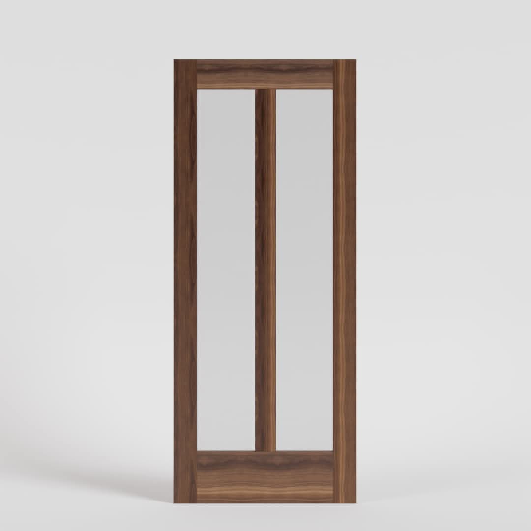 Mid-Century Modern Center Bar Glass Solid Core Exterior Door