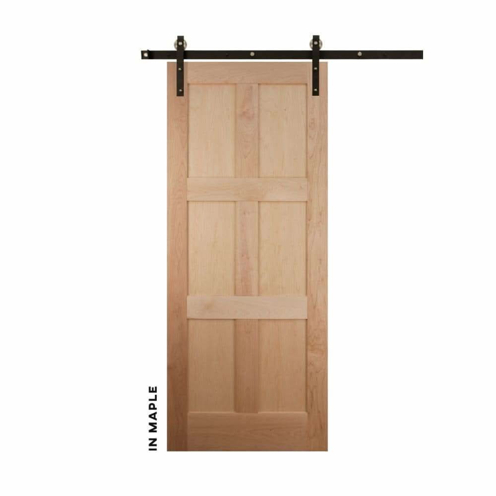 Mid-Century Modern 6 Panel Wooden Sliding Door - Sliding Barn Door Hardware by RealCraft