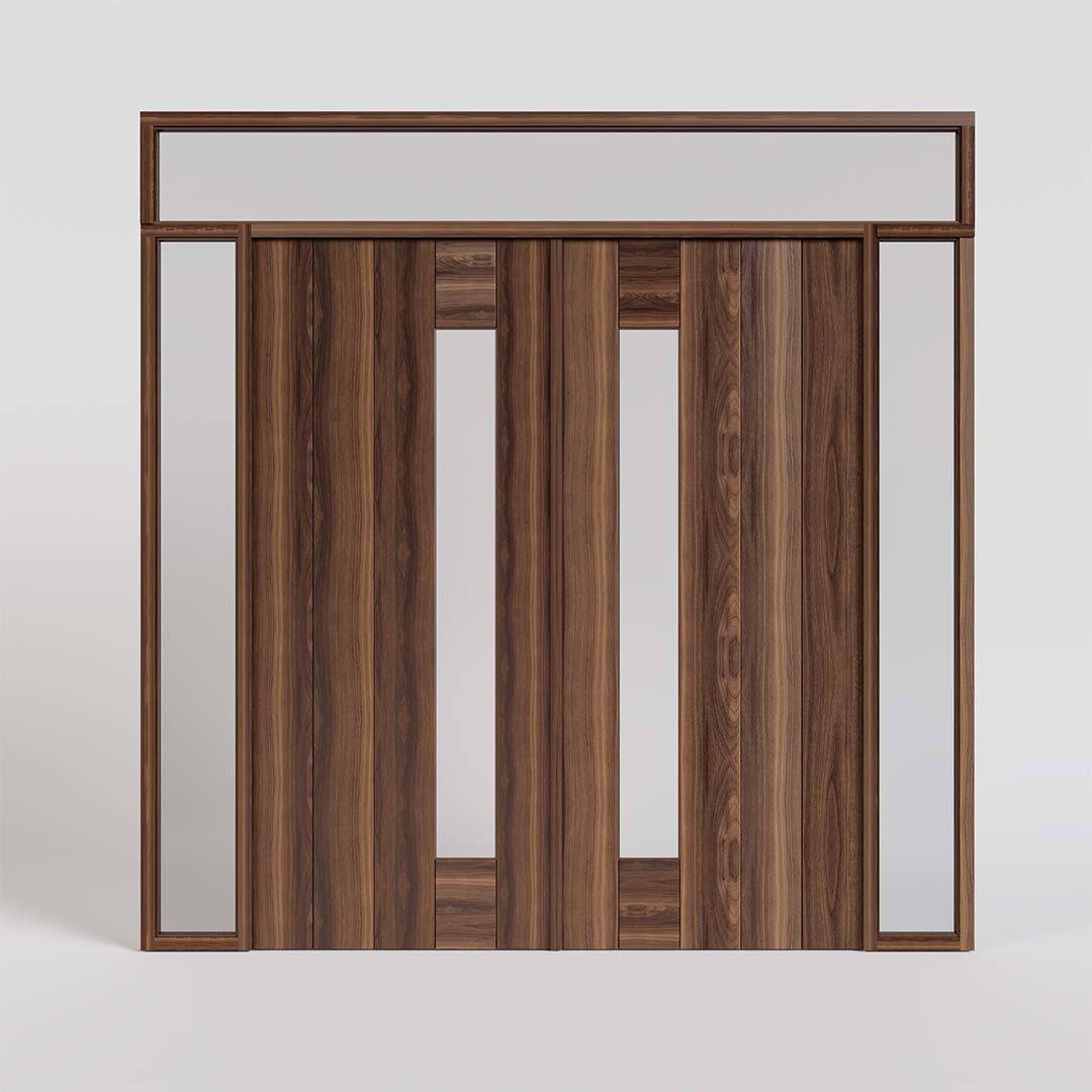 Pre-hung Modern Double Front Doors With Side Window