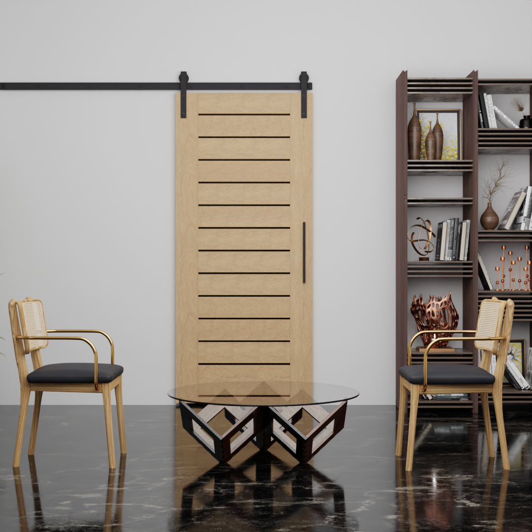 Mid-Century Modern Plank Sliding Screen Barn Door by RealCraft