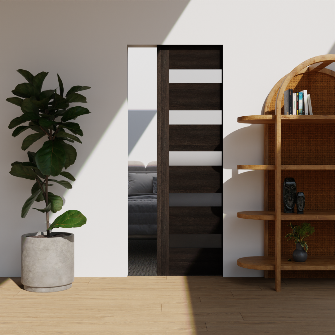 The Narrows Five Panel Interior Glass Pocket Doors